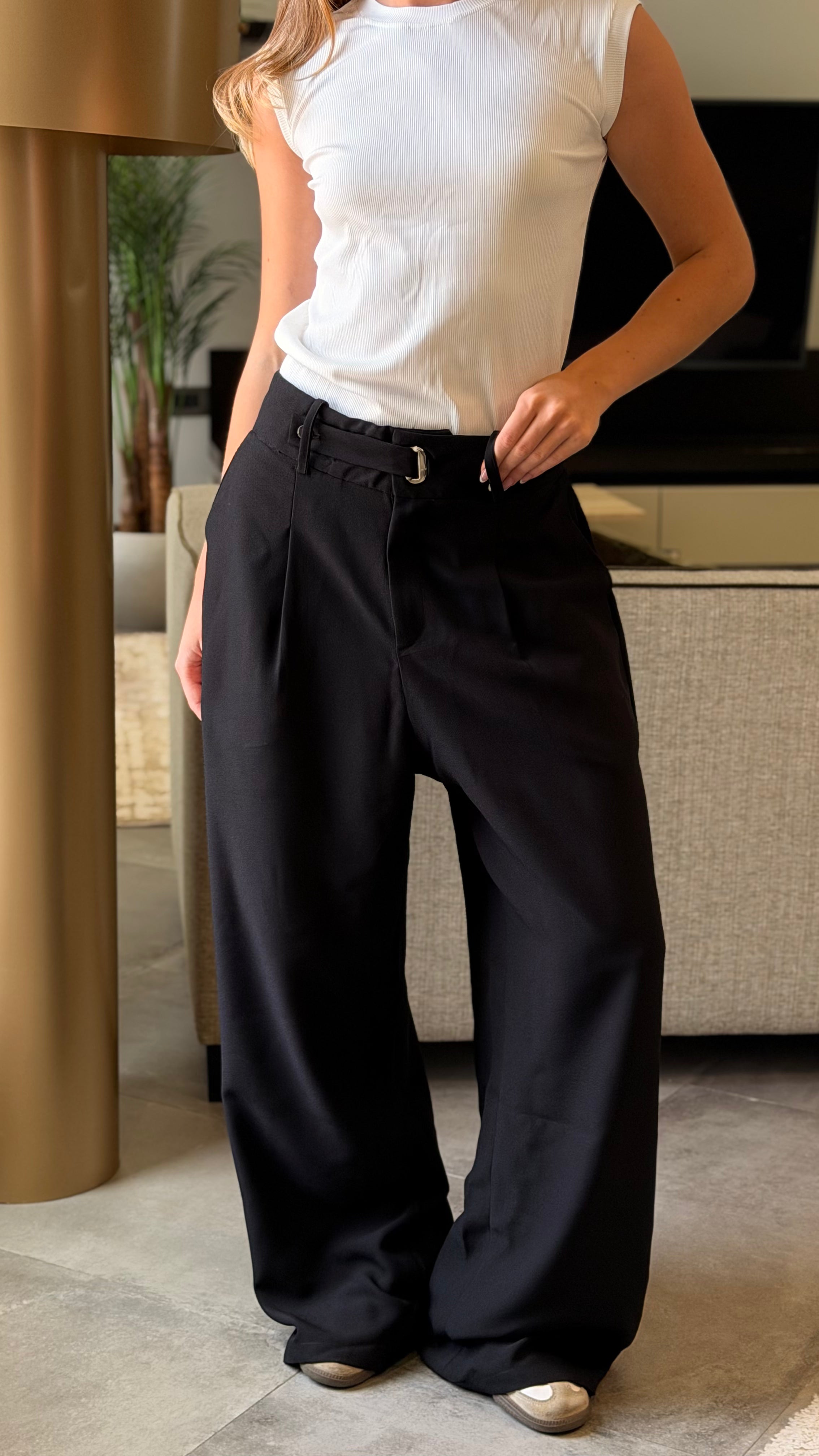 High-Waisted Wide - Leg Pants Black