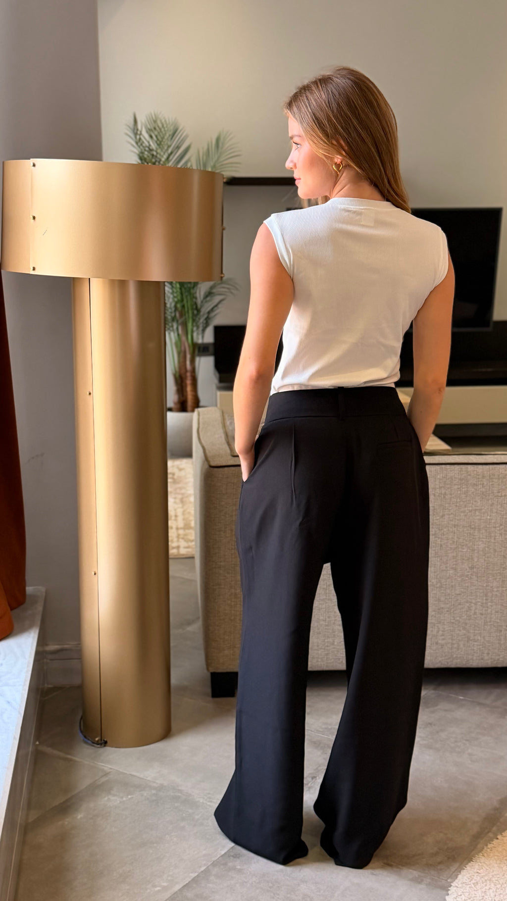 High-Waisted Wide - Leg Pants Black
