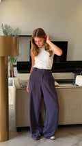 High-Waisted Wide - Leg Pants Gray